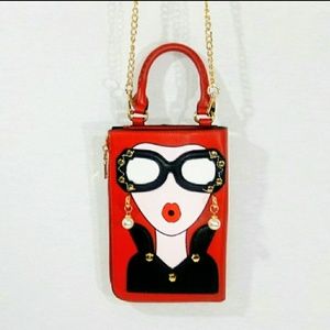 Lovely Face Women Purse with Real Dangling Earring